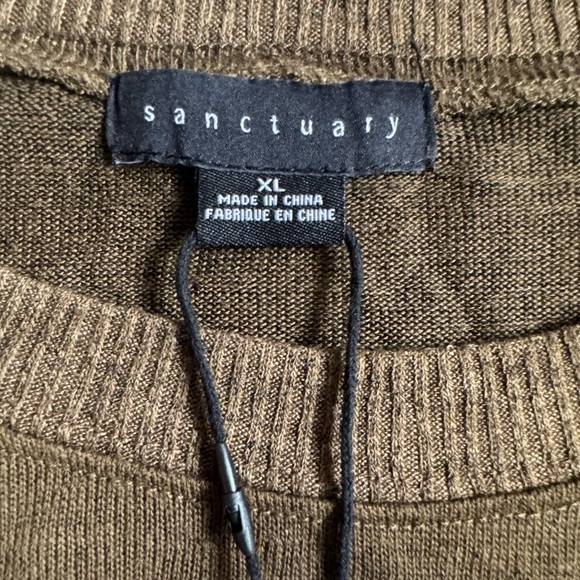 Sanctuary Women's Knotted Knit Lightweight Sweater Olive Oil Size: XL - Picture 5 of 5